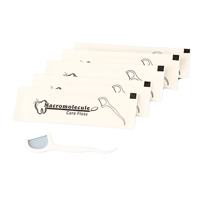 Dental floss individually packaged with custom logo