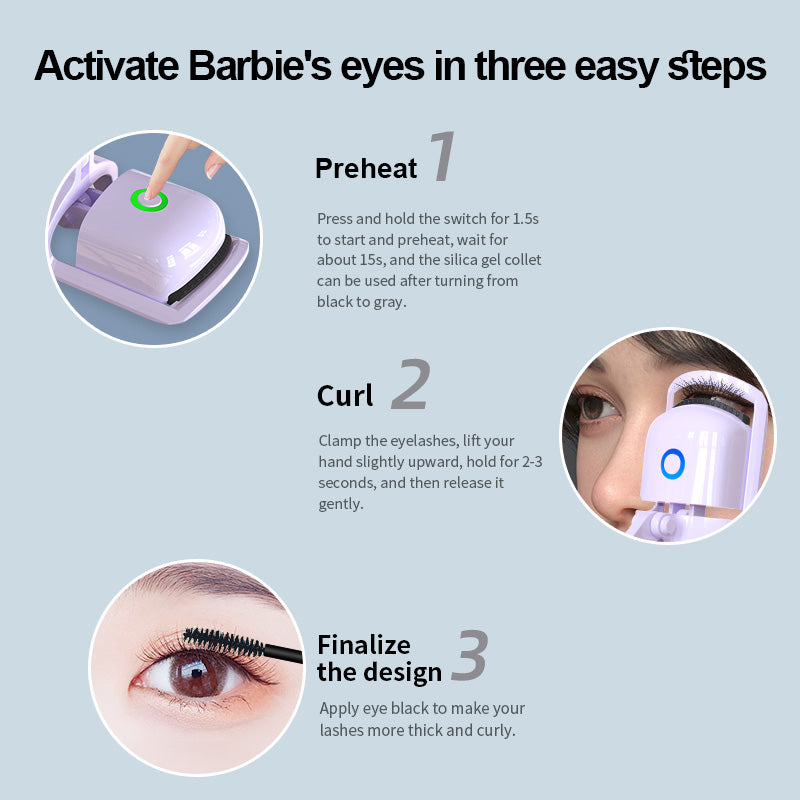 Heated Eyelash Curler for Women - Electric Lash Curler with 10s Fast Heating, Safe Anti-Burn Design, Intelligent Temp Control, Long-Lasting Curls