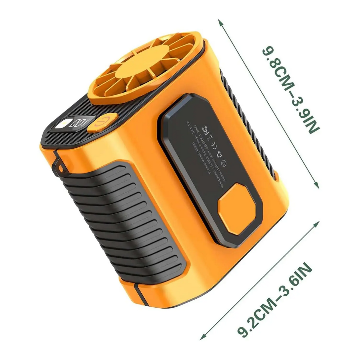 Personal Waist Portable Rechargeable Fan, 5000mAh Battery Power bank, 10 Speeds 5300RPM Airflow, LED Light