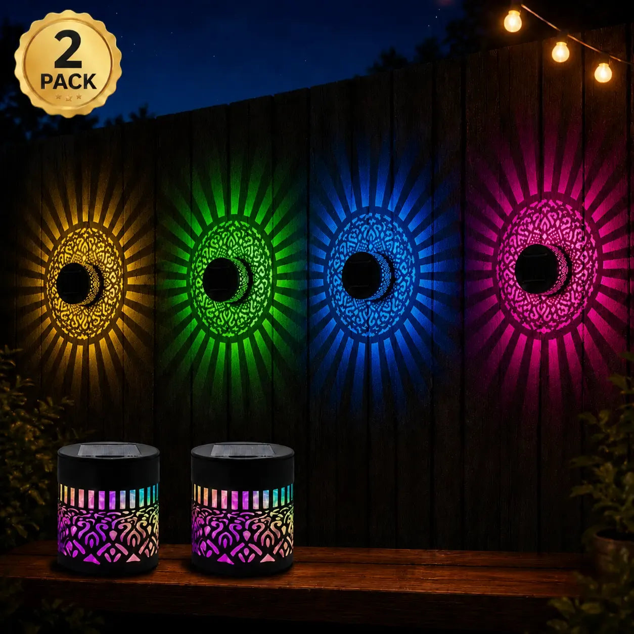 Seven-Color Changing Solar Mandala Projection Wall Light