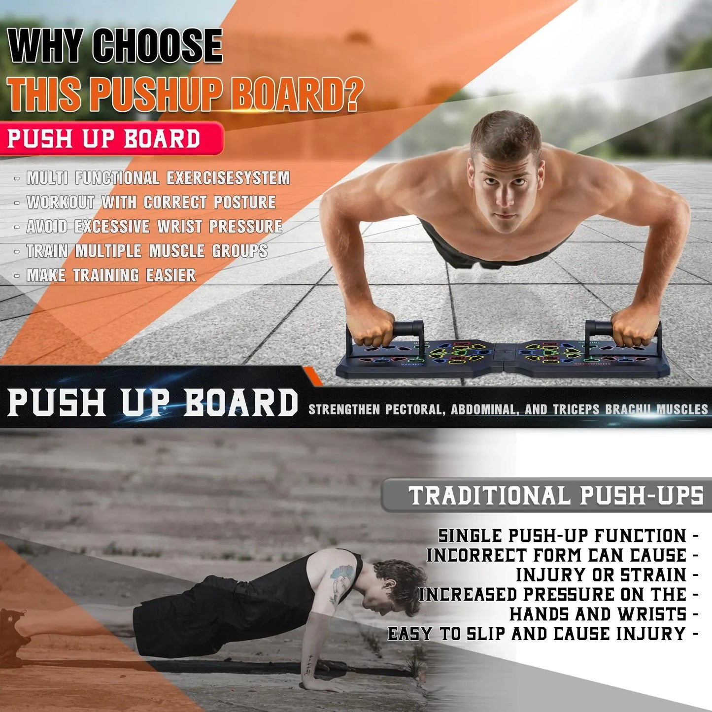 Foldable Multifunctional Push Up Board, Home Fitness Equipment for Chest Muscle Exercise, Professional Equipment for Burning Fat, Home Workout Equipment, Home Workout Gear