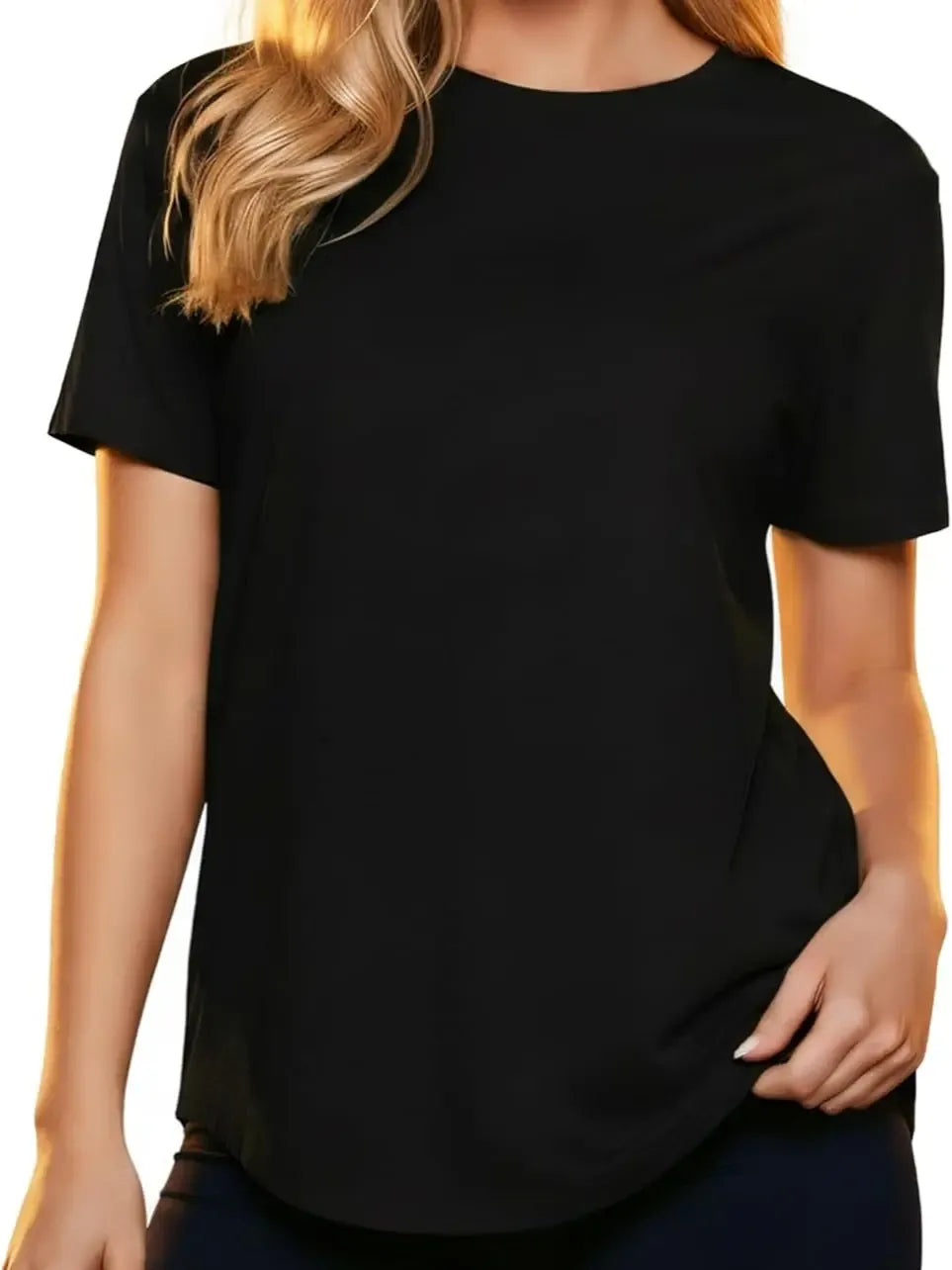 Women's Short Sleeve T-Shirts Multipack, Loose/Relaxed Fit Solid Color Round Neck Casual Tee Tops Women Underwear Summer Tshirt #SummerVibes（T-shirt only）