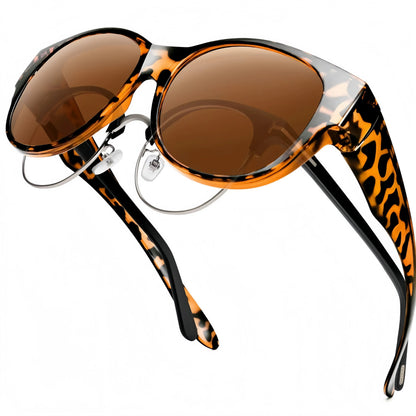 Fit-Over Prescription Sunglasses, Oversized Square Full-Rim Plastic Frames, UV400 Protection