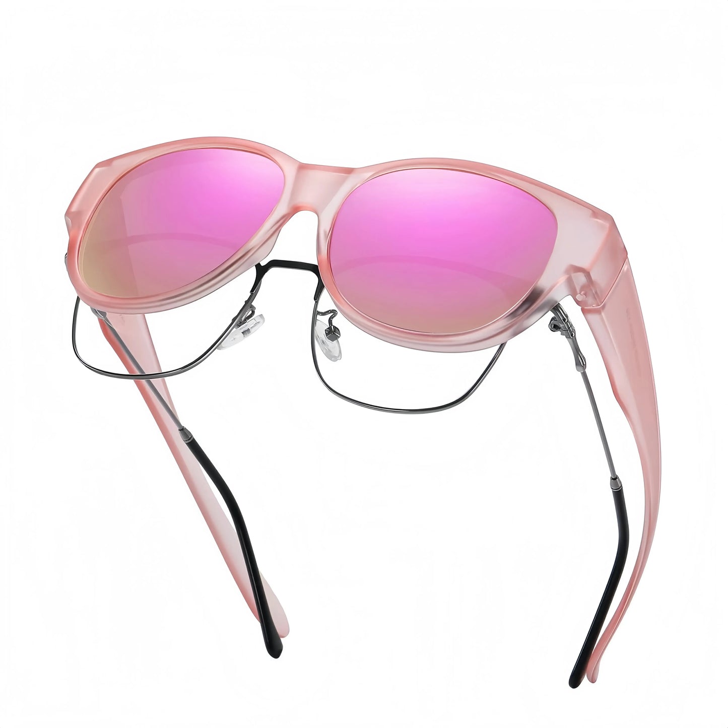 Fit-Over Prescription Sunglasses, Oversized Square Full-Rim Plastic Frames, UV400 Protection
