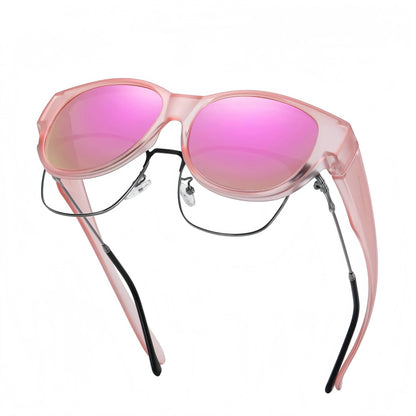 Fit-Over Prescription Sunglasses, Oversized Square Full-Rim Plastic Frames, UV400 Protection