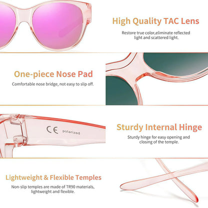 Fit-Over Prescription Sunglasses, Oversized Square Full-Rim Plastic Frames, UV400 Protection