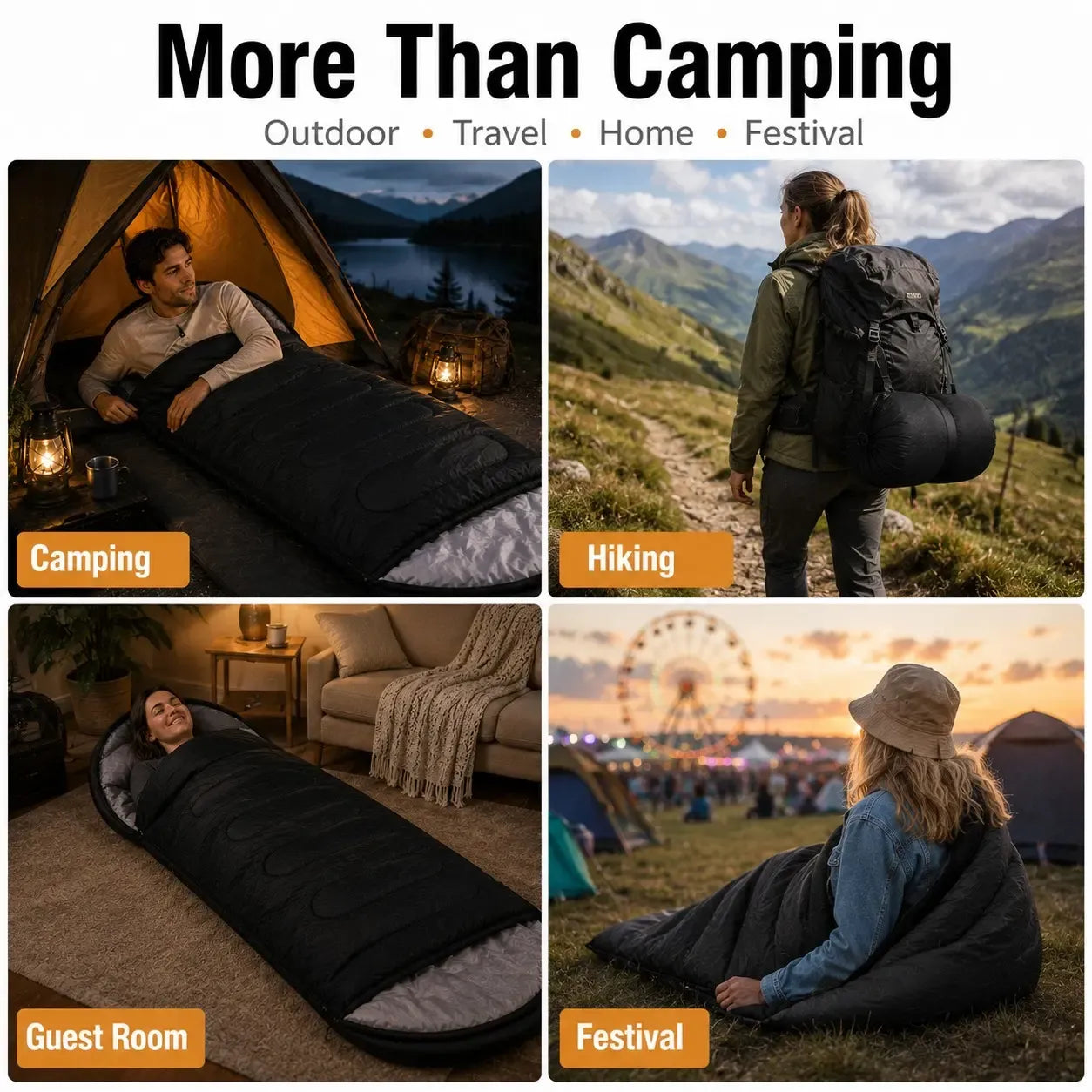 Portable Outdoor Sleeping Bag For Camping Travel Emergency Use Lightweight Warm Sleeping Sack