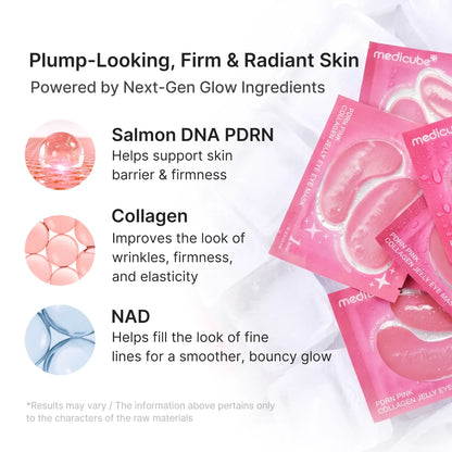 Pink Collagen Jelly Eye Mask | Hydrogel Eye Patches with PDRN
