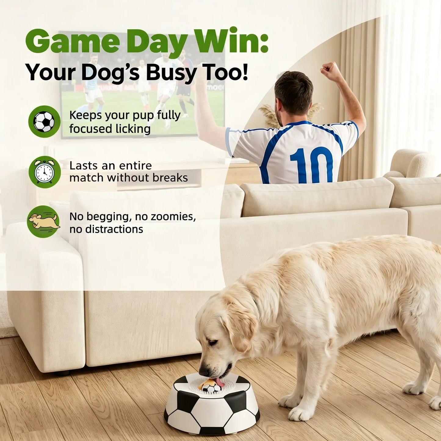 Soccer Style Multi purpose dog bowl Dog Liquid Slow Feeder,Lick Bowl Mat with Ball ,8 Extra Large Suction Cups