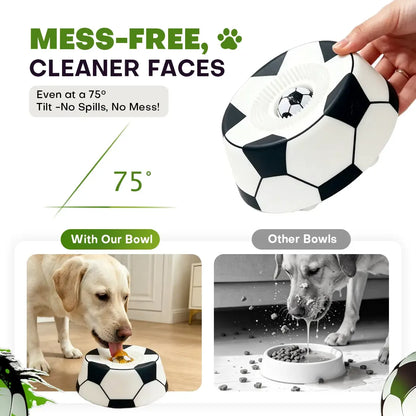 Soccer Style Multi purpose dog bowl Dog Liquid Slow Feeder,Lick Bowl Mat with Ball ,8 Extra Large Suction Cups