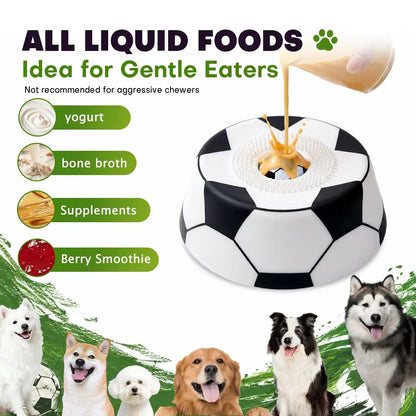 Soccer Style Multi purpose dog bowl Dog Liquid Slow Feeder,Lick Bowl Mat with Ball ,8 Extra Large Suction Cups