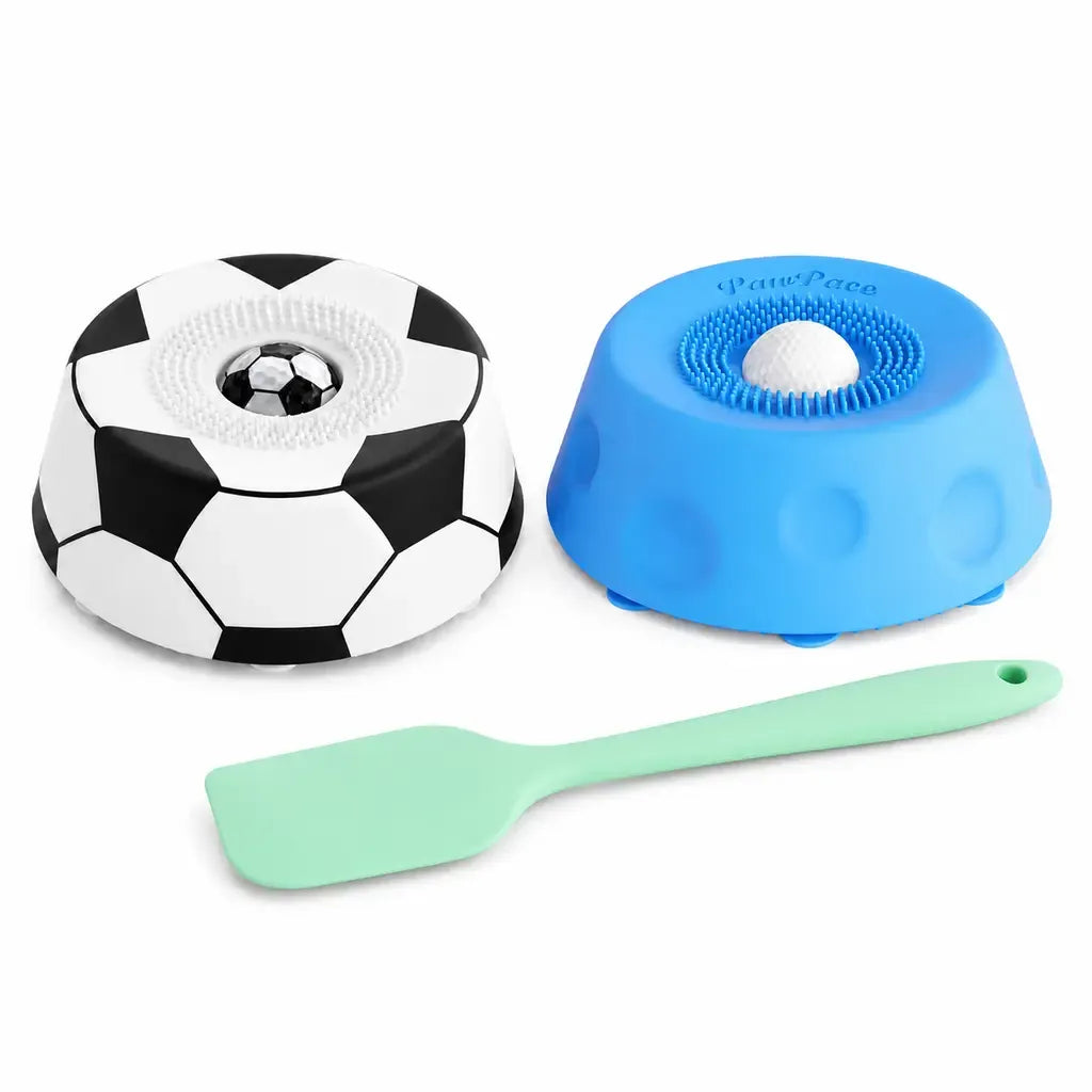 Soccer Style Multi purpose dog bowl Dog Liquid Slow Feeder,Lick Bowl Mat with Ball ,8 Extra Large Suction Cups