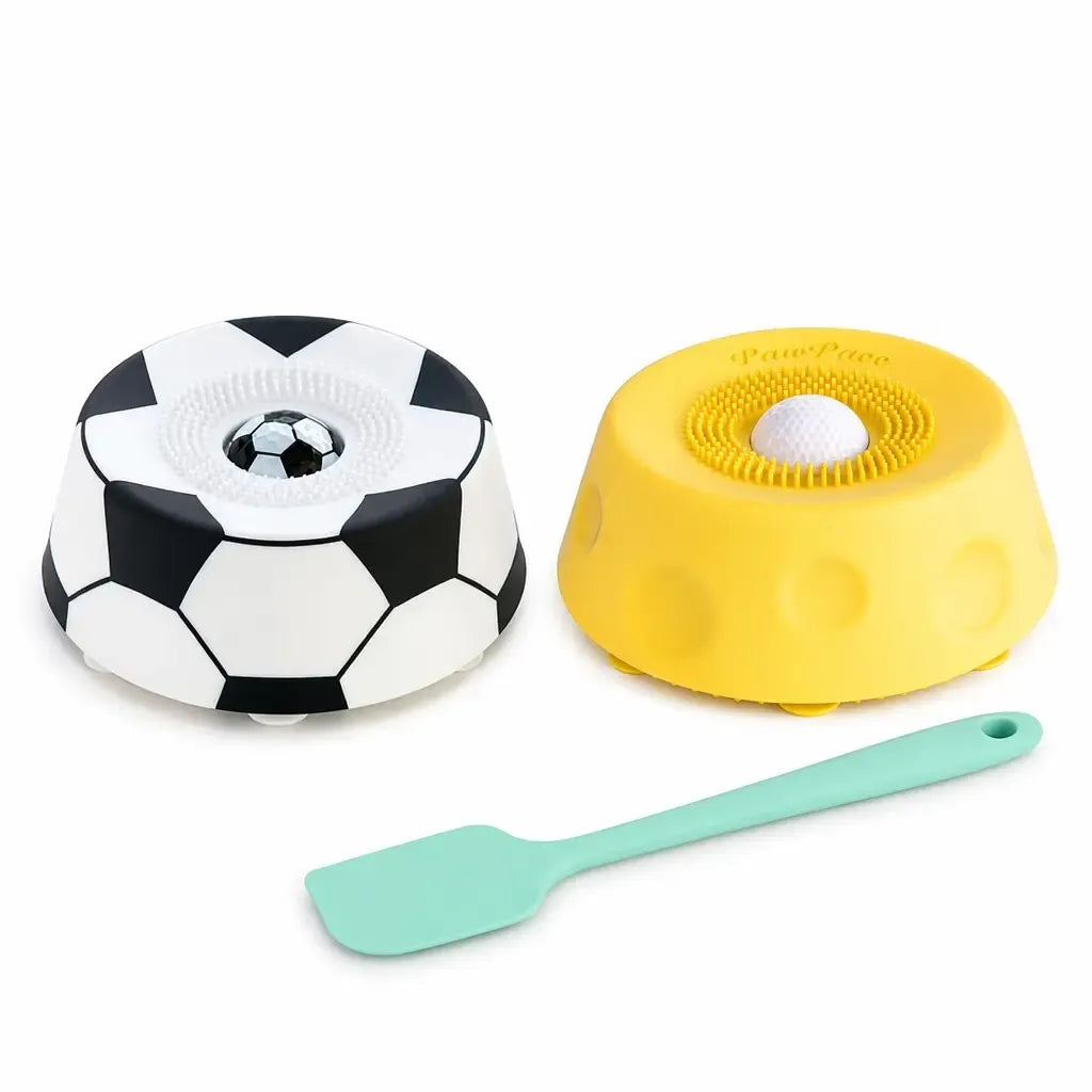 Soccer Style Multi purpose dog bowl Dog Liquid Slow Feeder,Lick Bowl Mat with Ball ,8 Extra Large Suction Cups
