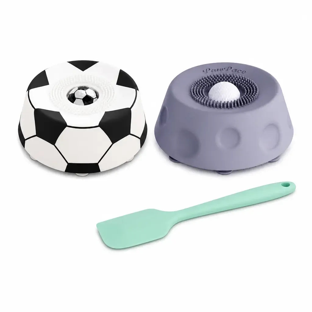 Soccer Style Multi purpose dog bowl Dog Liquid Slow Feeder,Lick Bowl Mat with Ball ,8 Extra Large Suction Cups