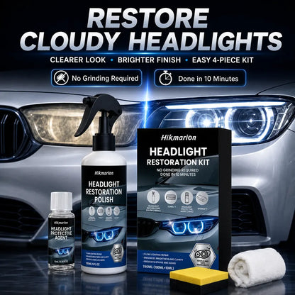Automotive Headlamp Restoration Fluid for Oxidized Yellowed Cloudy Headlights Clear Lens Polish Crystal Coating Refurbisher Kit with Sponge Towel Cars