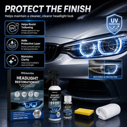 Automotive Headlamp Restoration Fluid for Oxidized Yellowed Cloudy Headlights Clear Lens Polish Crystal Coating Refurbisher Kit with Sponge Towel Cars
