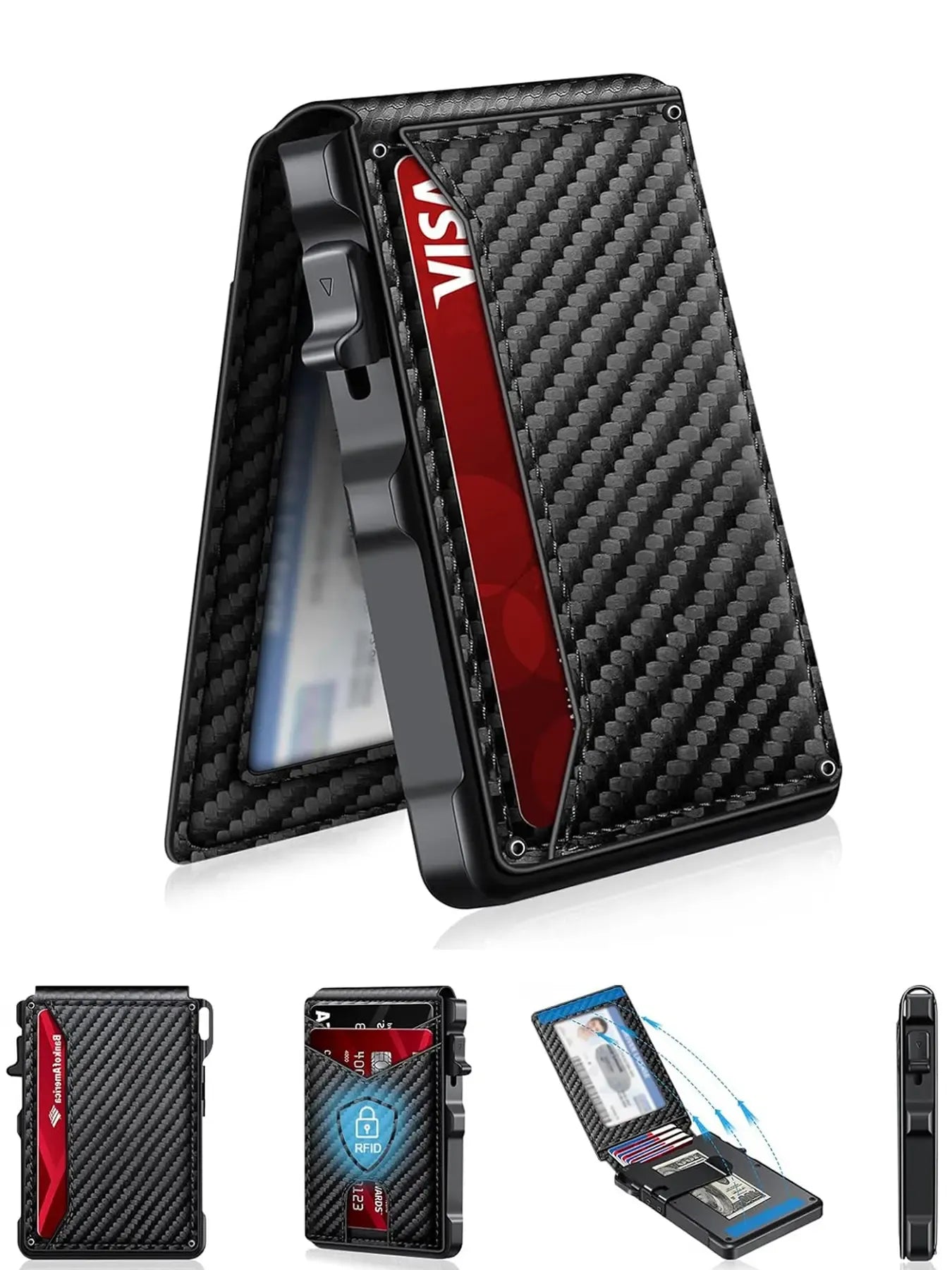 Men's Premium Aluminum Slim Bifold Wallet with Ejector, Removable Cardholder, Minimalist Design for Summer Vibes