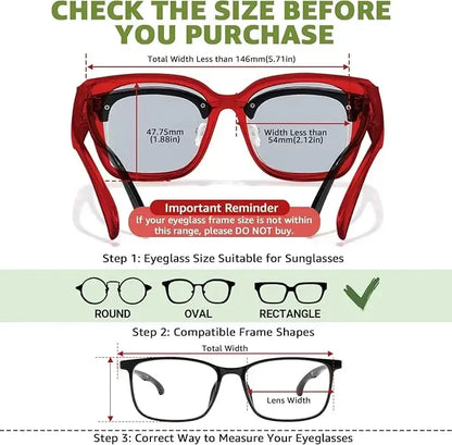 2Pcs Oversized Square Sunglasses for Women Men Wear Over Glasses, Frame Polarized UV400 Protection Stylish Comfortable Fit for Driving Fishing Cycling summerwins