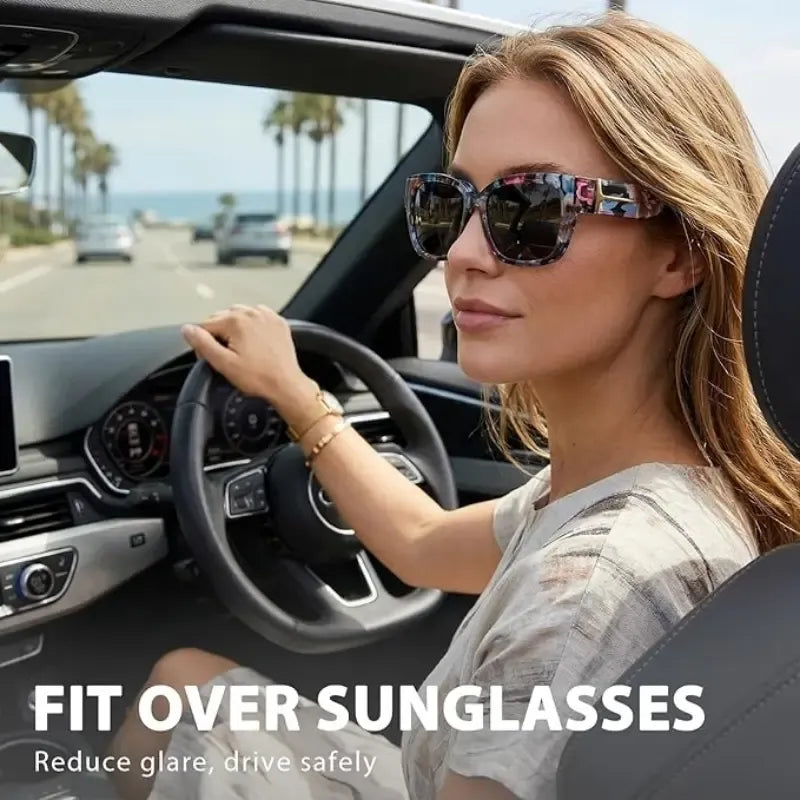 2Pcs Oversized Square Sunglasses for Women Men Wear Over Glasses, Frame Polarized UV400 Protection Stylish Comfortable Fit for Driving Fishing Cycling summerwins