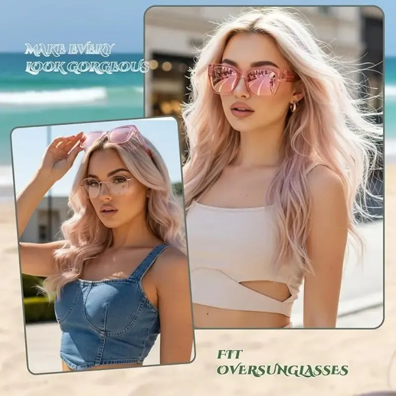 2Pcs Oversized Square Sunglasses for Women Men Wear Over Glasses, Frame Polarized UV400 Protection Stylish Comfortable Fit for Driving Fishing Cycling summerwins
