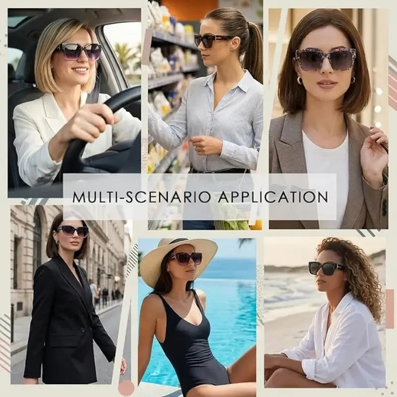 2Pcs Oversized Square Sunglasses for Women Men Wear Over Glasses, Frame Polarized UV400 Protection Stylish Comfortable Fit for Driving Fishing Cycling summerwins