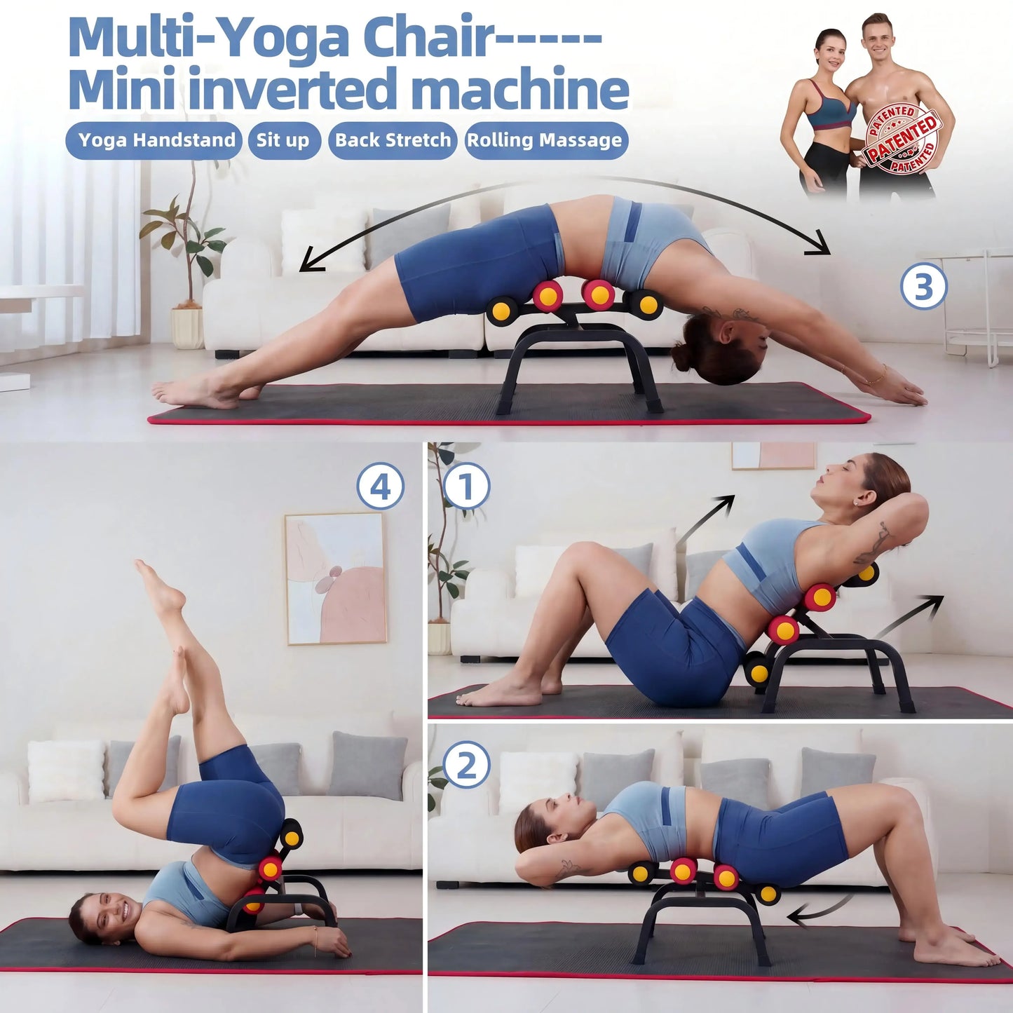 Mini inversion Table,Glutes Trainer Machine, Waist & Back Exercise machine for Lower Back, Strength Training Inversion Machine for RelaxationFoam Rollers Summervibes summerwins