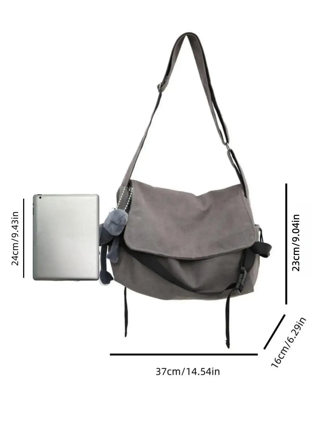 Men's Plain Canvas Crossbody Bag