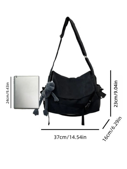 Men's Plain Canvas Crossbody Bag