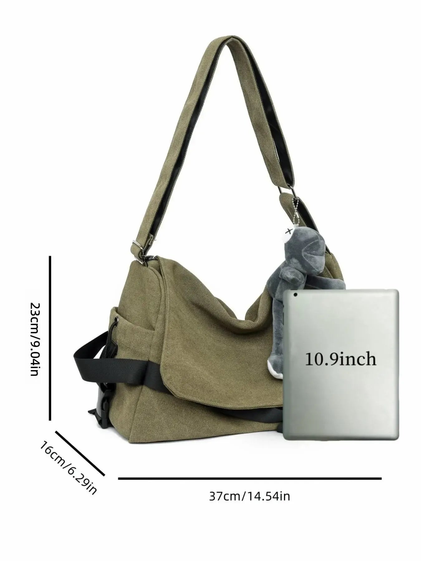 Men's Plain Canvas Crossbody Bag