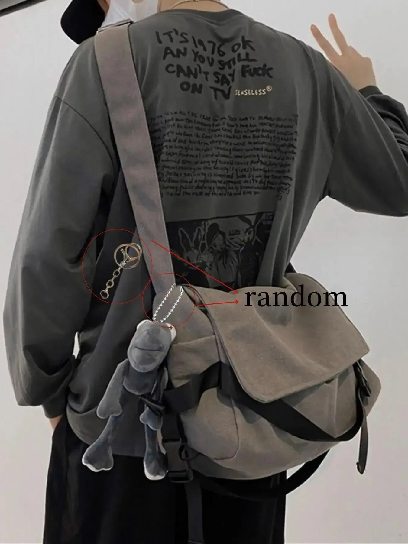Men's Plain Canvas Crossbody Bag