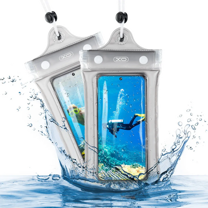 Waterproof Phone Pouch, 2 Counts Clear Waterproof Cell Phone Case Lanyard for iPhone Galaxy Up To 7",Inflatable Edge Better Buoyancy