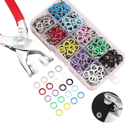 Including 100pcs Invisible Colored Metal Buckle & 1 Count Manual Pressure Pliers