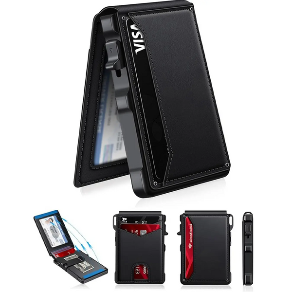 Aluminum Bifold Pop - Up,summerwins Minimalist Men’s Slim Wallet: 9 - 13 Cards, Money Clip
