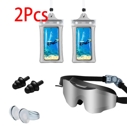 Waterproof Phone Pouch, 2 Counts Clear Waterproof Cell Phone Case Lanyard for iPhone Galaxy Up To 7",Inflatable Edge Better Buoyancy