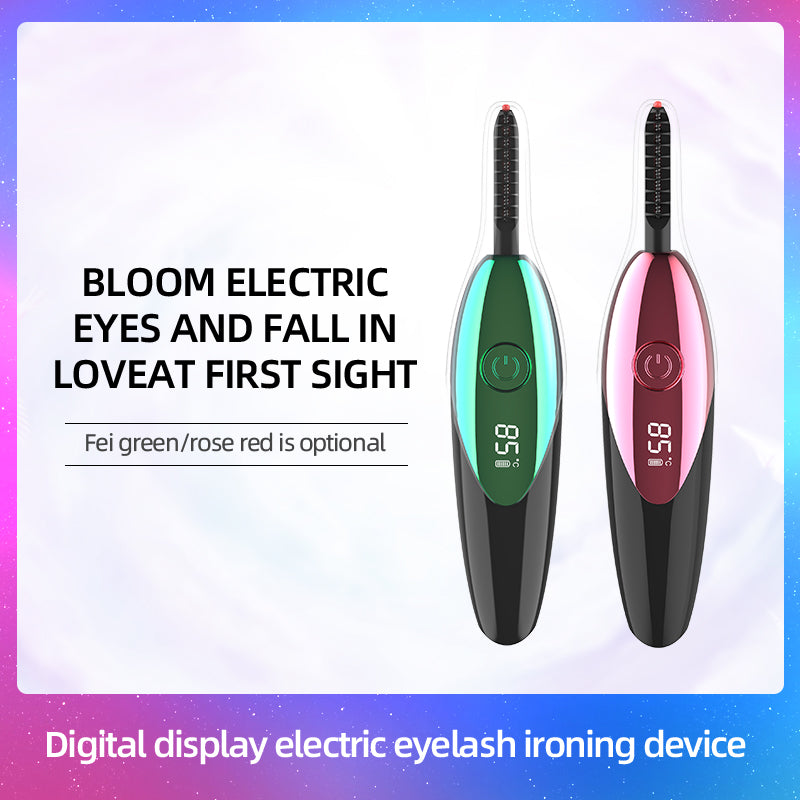 USB Rechargeable Electric Heated Eyelash Curler Pen Style Shape Eye Makeup Curling Kit Cosmetic Tool LCD 3D