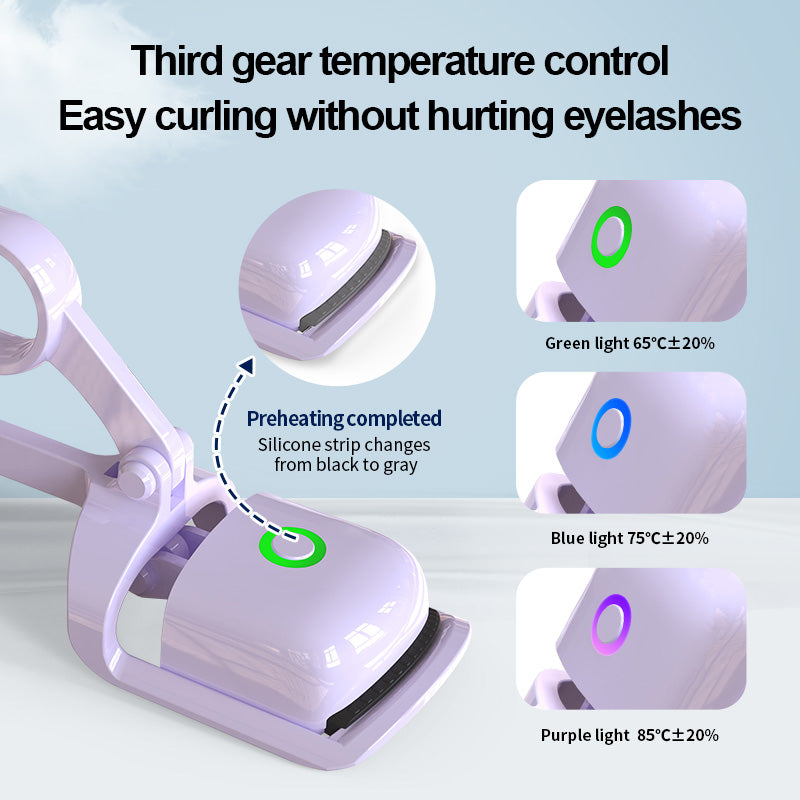 Heated Eyelash Curler for Women - Electric Lash Curler with 10s Fast Heating, Safe Anti-Burn Design, Intelligent Temp Control, Long-Lasting Curls