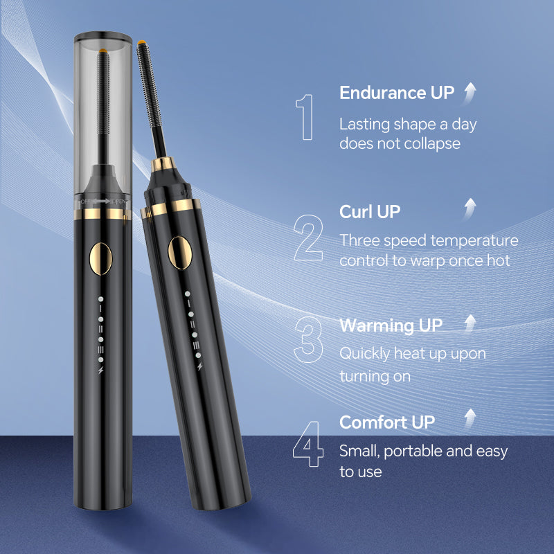 Electric Heated Eyelash Curler with 3 Temperature Settings, 360° Spiral Brush Head, Quick Heat-Up, Long-Lasting Curl, Protective Jacket Included