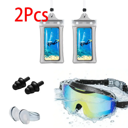 Waterproof Phone Pouch, 2 Counts Clear Waterproof Cell Phone Case Lanyard for iPhone Galaxy Up To 7",Inflatable Edge Better Buoyancy