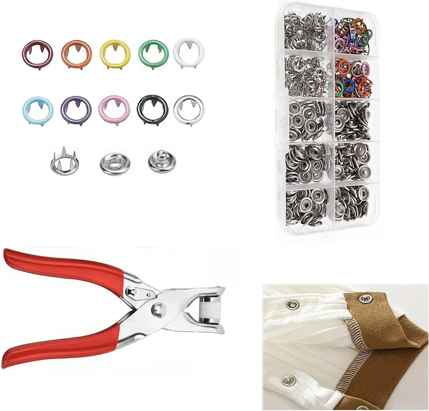 Including 100pcs Invisible Colored Metal Buckle & 1 Count Manual Pressure Pliers