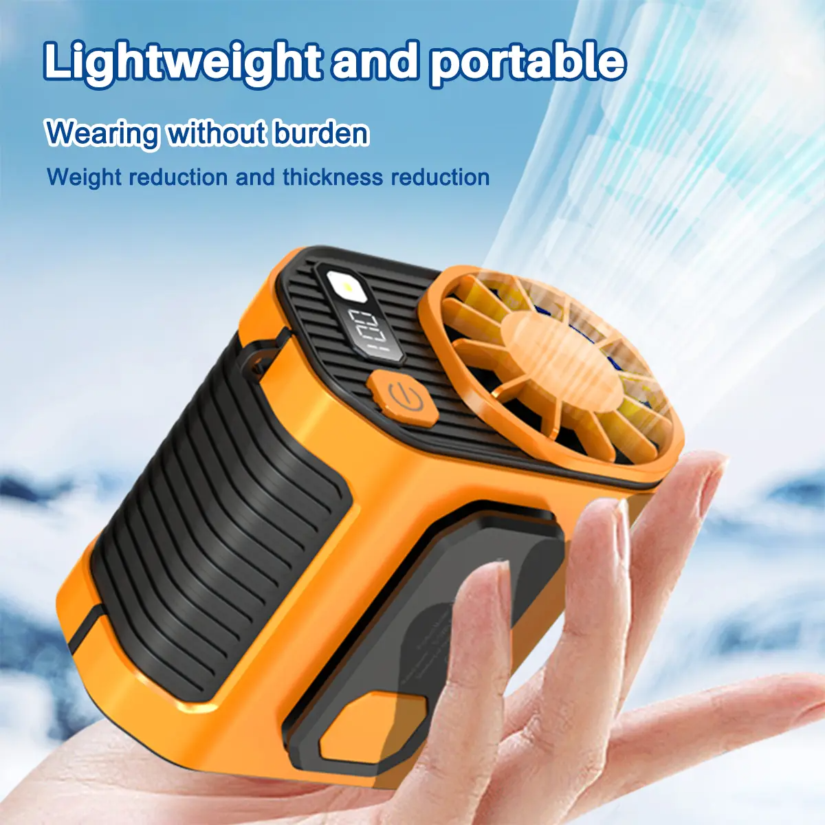 Personal Waist Portable Rechargeable Fan, 5000mAh Battery Power bank, 10 Speeds 5300RPM Airflow, LED Light