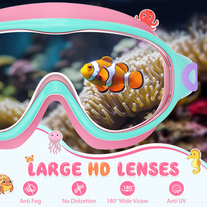 Kids Swim Goggles for 3-15+ UV Protection Anti-Fog High Definition Waterproof Adjustable Goggles for Boys and Girls