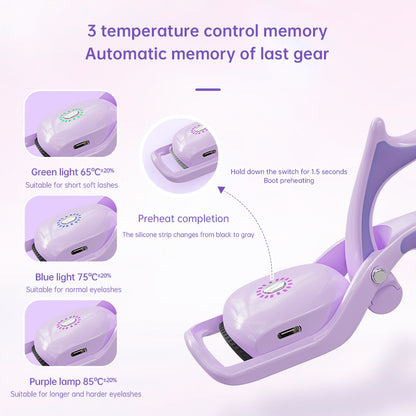 Heated Eyelash Curlers, USB Rechargeable Temperature Control Eyelash Curler, 3 Modes Heated, Portable Electric Eyelash Curler, Quick Natural Curling