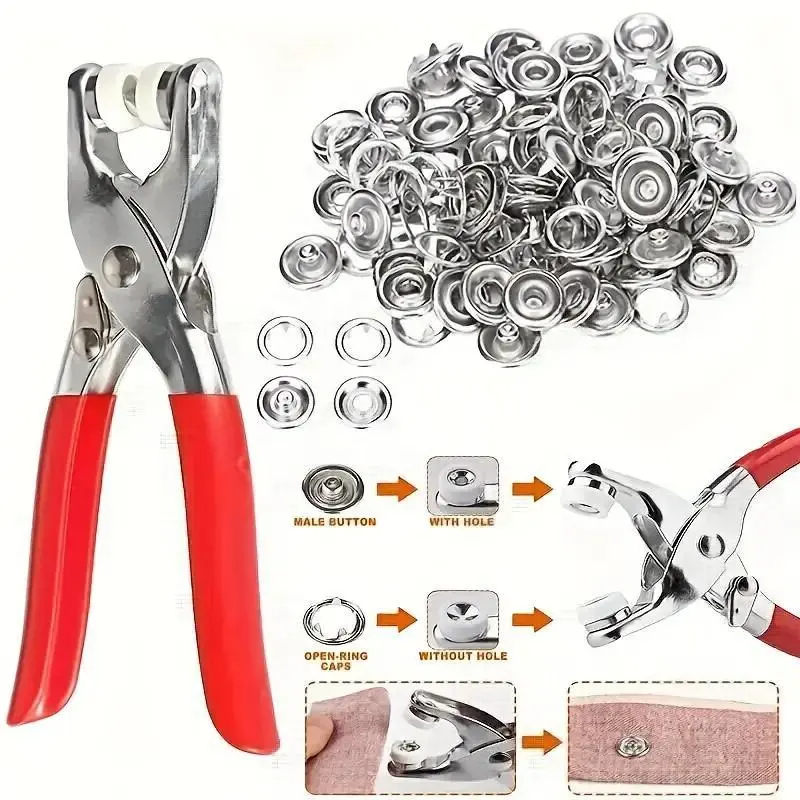 Including 100pcs Invisible Colored Metal Buckle & 1 Count Manual Pressure Pliers
