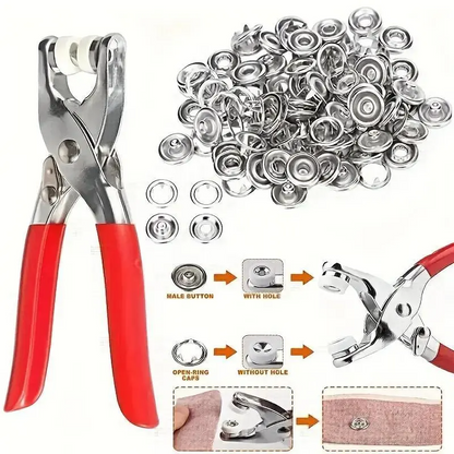 Including 100pcs Invisible Colored Metal Buckle & 1 Count Manual Pressure Pliers