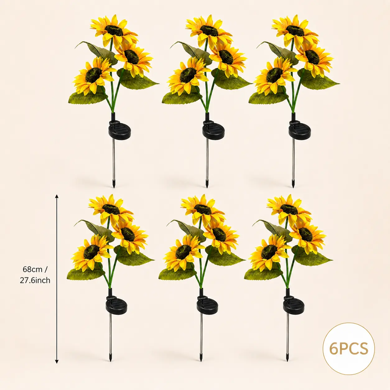 Solar Powered LED Sunflower Garden Lights Set of 2/4/6 Pieces