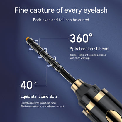 Electric Heated Eyelash Curler with 3 Temperature Settings, 360° Spiral Brush Head, Quick Heat-Up, Long-Lasting Curl, Protective Jacket Included