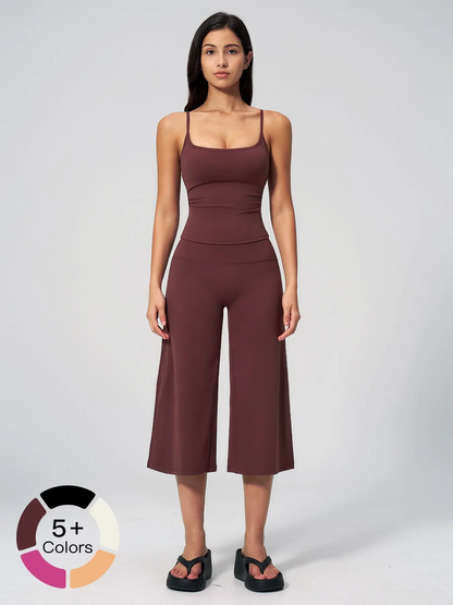 New Yoga Tank Top High Waist Quick-Dry Casual Mid-Length Pants Running Outdoor Athletic Sportswear Yoga Set for Women