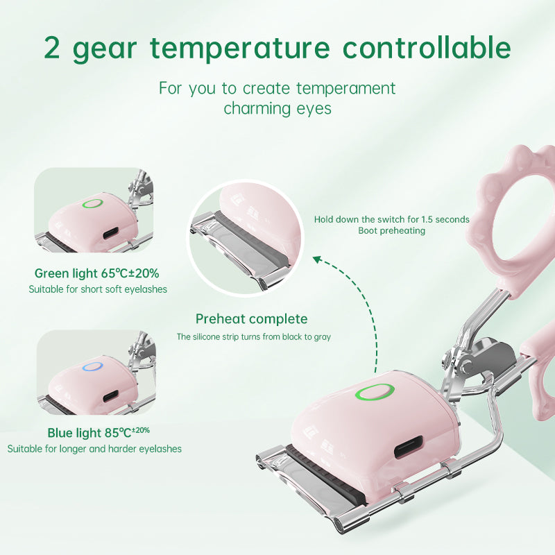 Heated Eyelash Curler with Comb, Rechargeable Battery Powered, Easy Natural Curls, Beauty Tool for Women, Curling