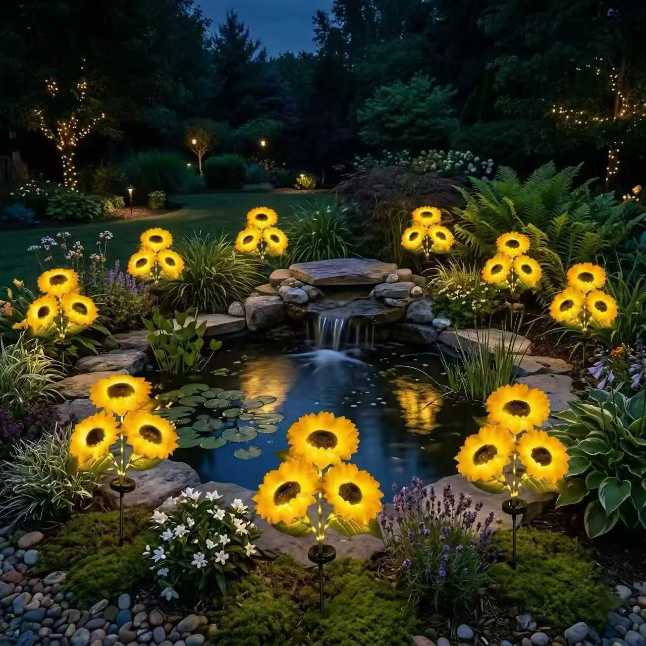 Solar Powered LED Sunflower Garden Lights Set of 2/4/6 Pieces