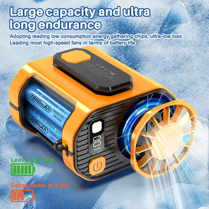 Personal Waist Portable Rechargeable Fan, 5000mAh Battery Power bank, 10 Speeds 5300RPM Airflow, LED Light